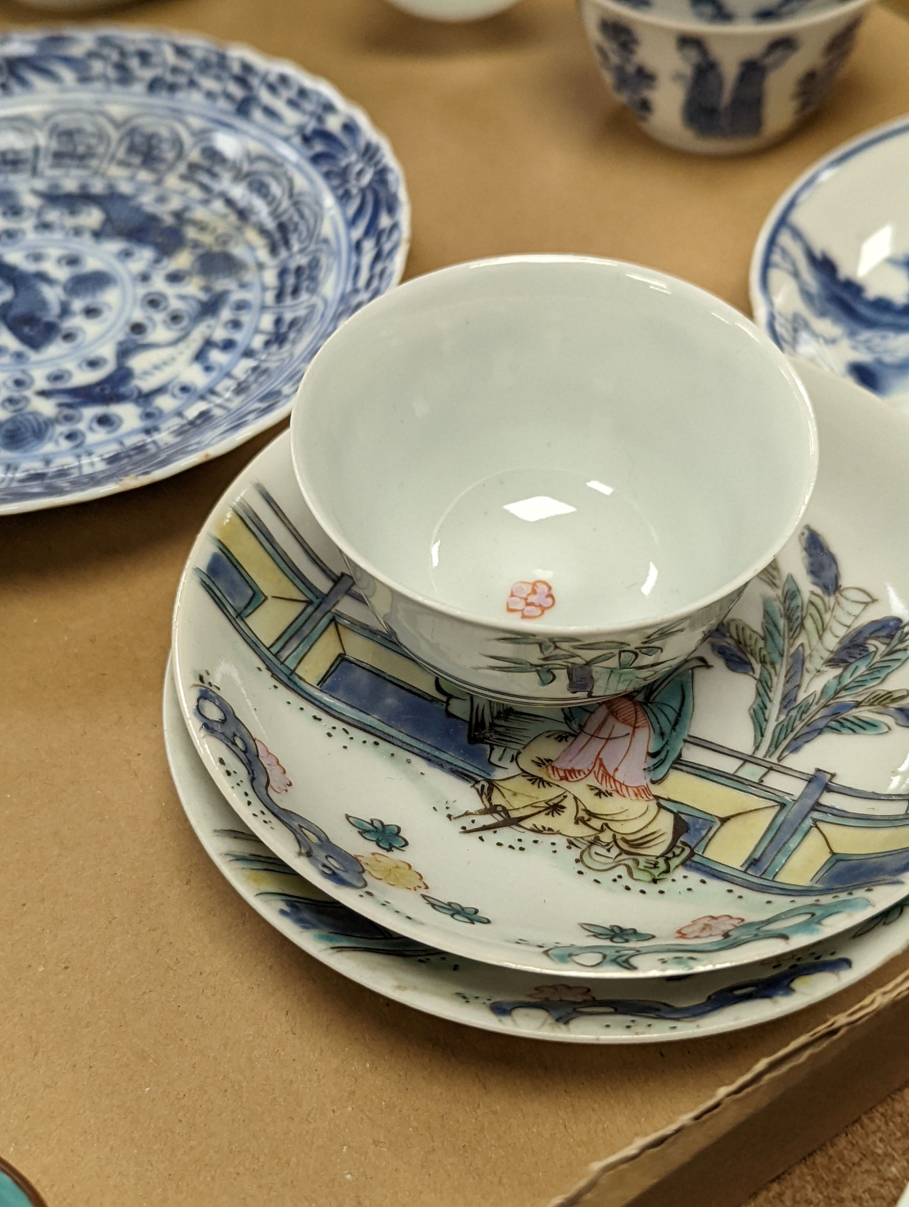 A group of Chinese porcelain teabowls and saucers, 18th-20th century